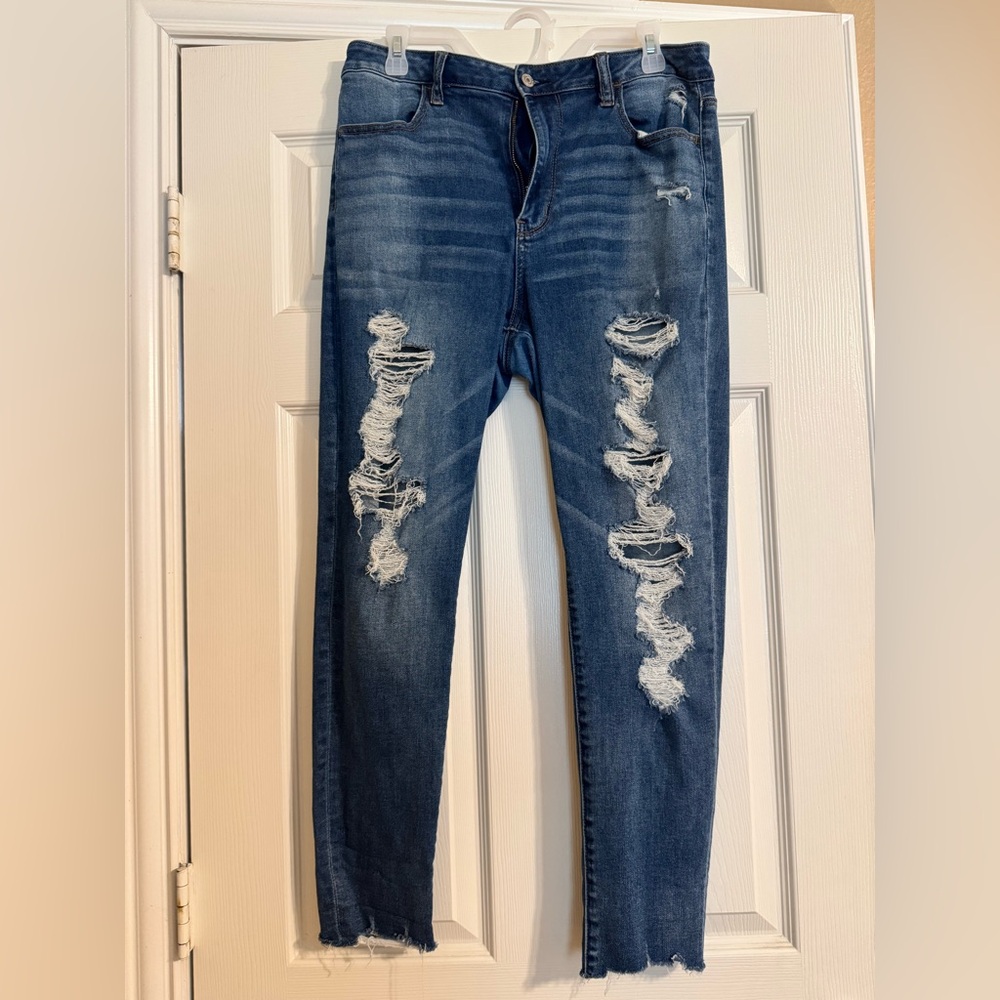 American Eagle Outfitters Ripped Blue Skinny Jeans